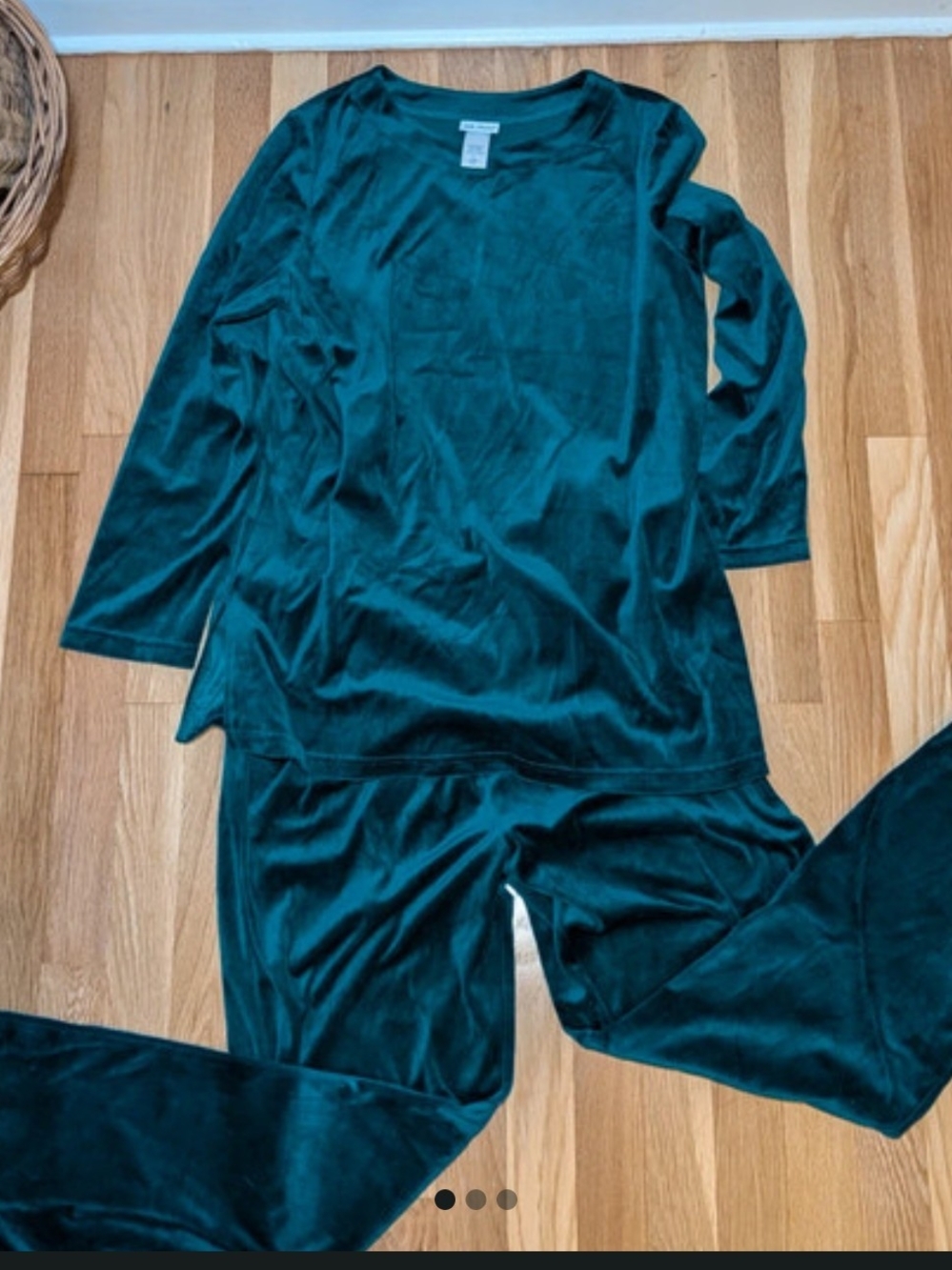 Vicki Wayne Teal Velour 2 Piece Top & Pants Set
